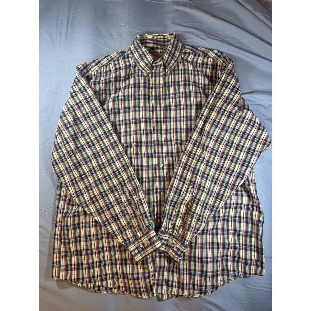 Brooks Brothers Madison Men's Blue Plaid Long Sleeve Button Up Shirt Size XL